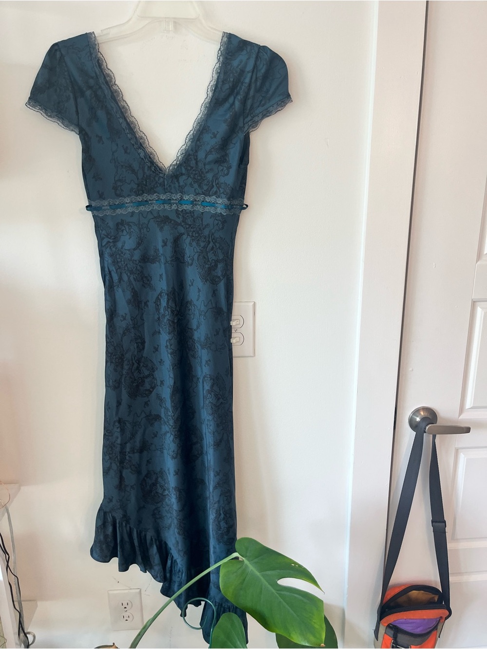 Urban Outfitters Teal Lace-Trim Maxi Dress